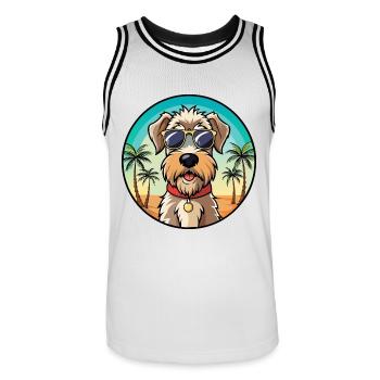 Weich beschichtete Wheaten Terrier Hunderasse Karikatur - Männer Basketball-Trikot - Weiß/Schwarz - Vorne - AI Model Male 185 dark (185cm)