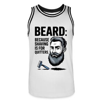 BARBE : Parce que le rasage, c’est pour ceux qui abandonnent - Maillot de basket Homme - blanc/noir - Devant - AI Model Male 185 dark (185cm)
