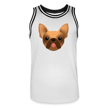 Französische Bulldoge - Frenchie - Bully - Zunge - Männer Basketball-Trikot - Weiß/Schwarz - Vorne - AI Model Male 185 dark (185cm)