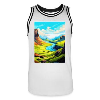 Isle Of Skye Schottland UK Vintage Reiseposter WPA - Männer Basketball-Trikot - Weiß/Schwarz - Vorne - AI Model Male 185 dark (185cm)