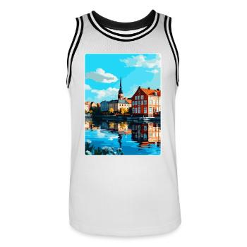Eskilstuna Suède Affiche de voyage vintage souvenir - Maillot de basket Homme - blanc/noir - Devant - AI Model Male 185 dark (185cm)