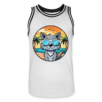 Australian Mist Cat Breed Cartoon Sunglasses Beach - Men's Basketball Jersey - white/black - Front - AI Model Male 185 dark (185cm)