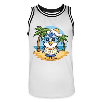 Pinguin Lustige Cartoon Sommer Strand Sonnenbrille - Männer Basketball-Trikot - Weiß/Schwarz - Vorne - AI Model Male 185 dark (185cm)
