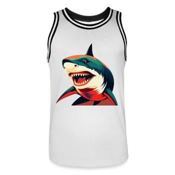 Shark Cartoon Character Colorful Pet Animal - Men's Basketball Jersey - white/black - Front - AI Model Male 185 dark (185cm)