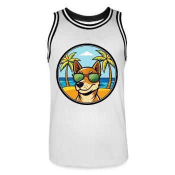 Serbischer dreifarbiger Laufhund Rasse Cartoon Strand - Männer Basketball-Trikot - Weiß/Schwarz - Vorne - AI Model Male 185 dark (185cm)