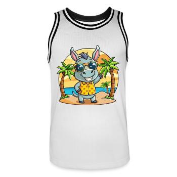 Esel Lustige Cartoon Sommer Strand Sonnenbrille - Männer Basketball-Trikot - Weiß/Schwarz - Vorne - AI Model Male 185 dark (185cm)
