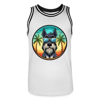 Schnauzer géant chien race dessin animé lunettes de soleil plage - Maillot de basket Homme - blanc/noir - Devant - AI Model Male 185 dark (185cm)
