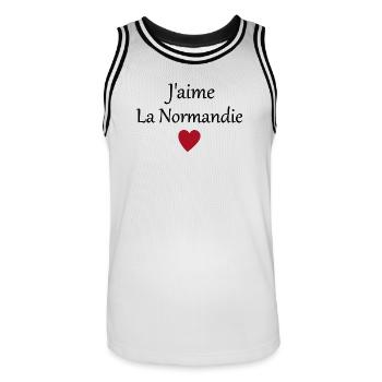 J'aime la Normandie - Maillot de basket Homme - blanc/noir - Devant - AI Model Male 185 dark (185cm)
