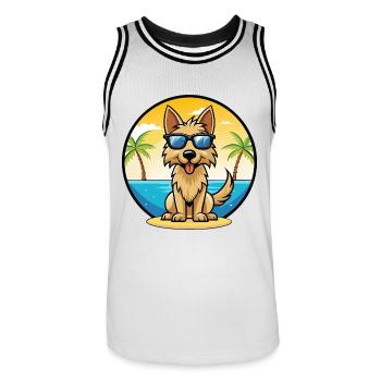 Berger Picard Hunderasse Cartoon Sonnenbrille Strand - Männer Basketball-Trikot - Weiß/Schwarz - Vorne - AI Model Male 185 dark (185cm)