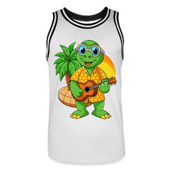 Funny Turtle Summer Beach Sunglasses Hawaiian - Men's Basketball Jersey - white/black - Front - AI Model Male 185 dark (185cm)