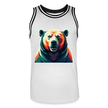 Polar Bear Cartoon Character Colorful Pet Animal - Men's Basketball Jersey - white/black - Front - AI Model Male 185 dark (185cm)