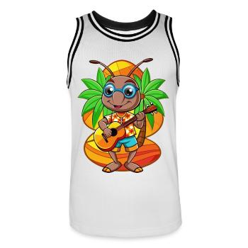 Lustige Ameise Cartoon Sommer Strand Sonnenbrille Gitarre - Männer Basketball-Trikot - Weiß/Schwarz - Vorne - AI Model Male 185 dark (185cm)