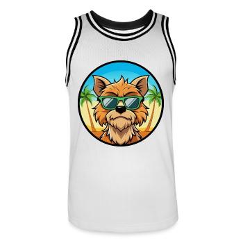 Griffon Bruxellois Dog Breed Cartoon Sunglasses - Men's Basketball Jersey - white/black - Front - AI Model Male 185 dark (185cm)