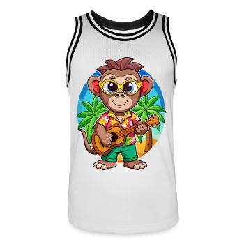 Lustige Affe Cartoon Sommer Strand Sonnenbrille - Männer Basketball-Trikot - Weiß/Schwarz - Vorne - AI Model Male 185 dark (185cm)
