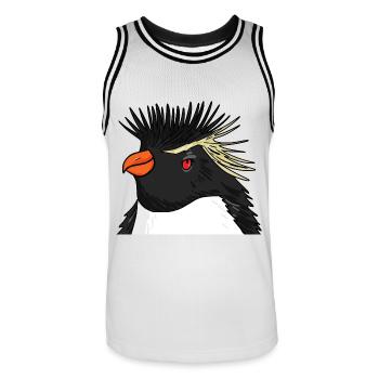 Pinguin mit Haare Felsenpinguin - Männer Basketball-Trikot - Weiß/Schwarz - Vorne - AI Model Male 185 dark (185cm)