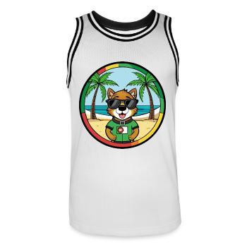 Portugais Chien de garde race dessin animé lunettes de soleil plage - Maillot de basket Homme - blanc/noir - Devant - AI Model Male 185 dark (185cm)