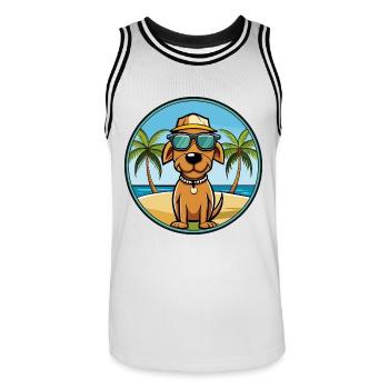 Polnische Jagdhund Hund Rasse Cartoon Sonnenbrille - Männer Basketball-Trikot - Weiß/Schwarz - Vorne - AI Model Male 185 dark (185cm)
