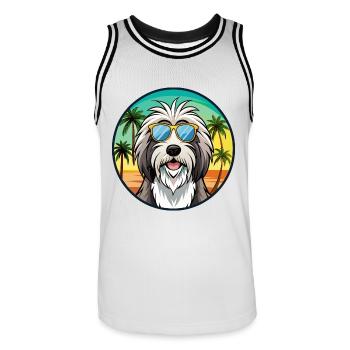 Bearded Collie Chien Race Dessin Animé Lunettes de Soleil Plage - Maillot de basket Homme - blanc/noir - Devant - AI Model Male 185 dark (185cm)