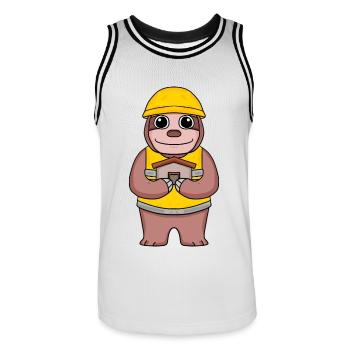 Bauherr Richtfest Faultier Haus Hausbau Geschenk - Männer Basketball-Trikot - Weiß/Schwarz - Vorne - AI Model Male 185 dark (185cm)
