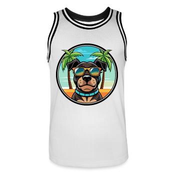 Rottweiler Chien Race Dessin Animé Lunettes De Soleil Plage - Maillot de basket Homme - blanc/noir - Devant - AI Model Male 185 dark (185cm)