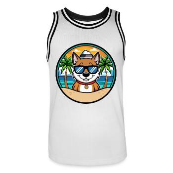 Cao De Seo Miguel Hunderasse Cartoon Strand - Männer Basketball-Trikot - Weiß/Schwarz - Vorne - AI Model Male 185 dark (185cm)