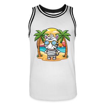 Zebra Lustige Cartoon Sommer Strand Sonnenbrille - Männer Basketball-Trikot - Weiß/Schwarz - Vorne - AI Model Male 185 dark (185cm)
