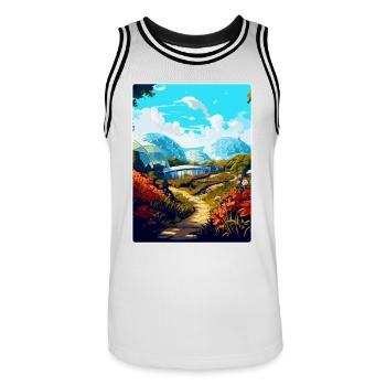 Eden Project England Uk Reise Poster Souvenir WPA - Männer Basketball-Trikot - Weiß/Schwarz - Vorne - AI Model Male 185 dark (185cm)