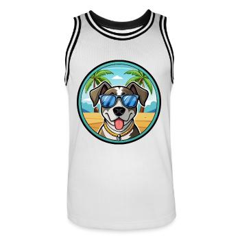 Catahoula Cur Hunderasse Cartoon Sonnenbrille Strand - Männer Basketball-Trikot - Weiß/Schwarz - Vorne - AI Model Male 185 dark (185cm)