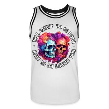 Jusqu’à ce que la mort nous sépare (8) - Maillot de basket Homme - blanc/noir - Devant - AI Model Male 185 dark (185cm)