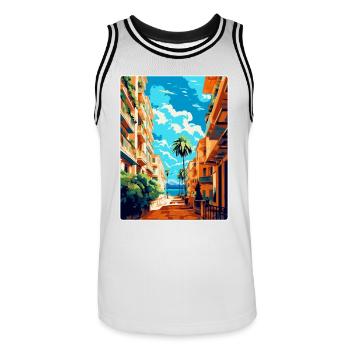 Malaga Spanien Vintage Reiseplakat WPA Souvenir - Männer Basketball-Trikot - Weiß/Schwarz - Vorne - AI Model Male 185 dark (185cm)