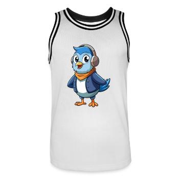Pigeon Drôle Dessin Animé Personnage Casque Musique - Maillot de basket Homme - blanc/noir - Devant - AI Model Male 185 dark (185cm)