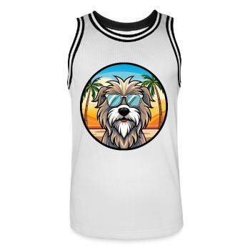 Bergamasker Schäferhund Rasse Cartoon Sonnenbrille - Männer Basketball-Trikot - Weiß/Schwarz - Vorne - AI Model Male 185 dark (185cm)
