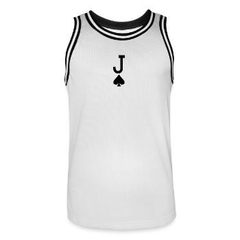 Carte à jouer au poker - Jack of Spades / Jokers - Maillot de basket Homme - blanc/noir - Devant - AI Model Male 185 dark (185cm)