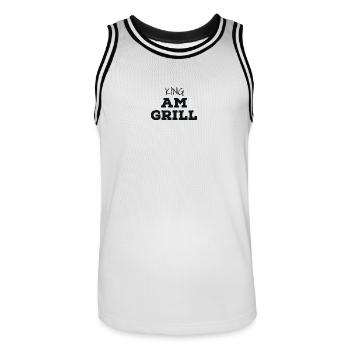 King au grill - Maillot de basket Homme - blanc/noir - Devant - AI Model Male 185 dark (185cm)
