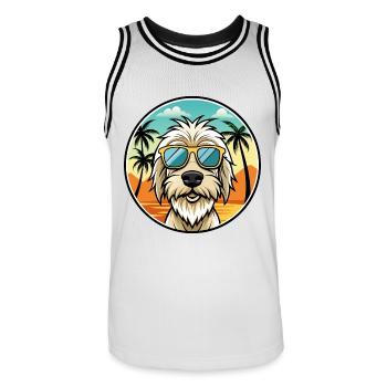 Spinone Italiano Hunderasse Cartoon Sonnenbrille Strand - Männer Basketball-Trikot - Weiß/Schwarz - Vorne - AI Model Male 185 dark (185cm)