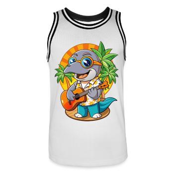 Lunettes de soleil de plage d’été de dessin animé de dauphin drôle - Maillot de basket Homme - blanc/noir - Devant - AI Model Male 185 dark (185cm)
