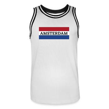Amsterdam City in Dutch Flag - Men's Basketball Jersey - white/black - Front - AI Model Male 185 dark (185cm)
