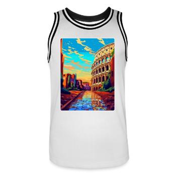 Rom Italien Vintage Reiseplakat Souvenir Souvenir - Männer Basketball-Trikot - Weiß/Schwarz - Vorne - AI Model Male 185 dark (185cm)