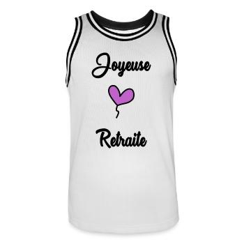 KOLLEGE. ANFANGEN. RUHESTAND - Männer Basketball-Trikot - Weiß/Schwarz - Vorne - AI Model Male 185 dark (185cm)