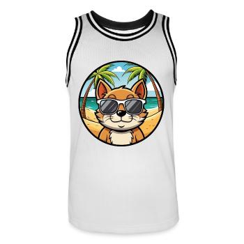 Bambino Cat Breed Cartoon Sunglasses Beach - Men's Basketball Jersey - white/black - Front - AI Model Male 185 dark (185cm)