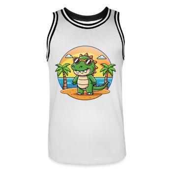 Krokodil Lustige Cartoon Sommer Strand Sonnenbrille - Männer Basketball-Trikot - Weiß/Schwarz - Vorne - AI Model Male 185 dark (185cm)