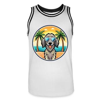 Deutsch Langhaar Vorstehhund Rasse Cartoon Strand - Männer Basketball-Trikot - Weiß/Schwarz - Vorne - AI Model Male 185 dark (185cm)