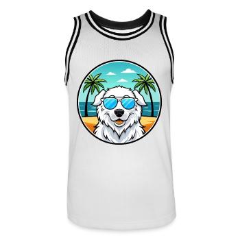Kuvasz Ungarische Hunderasse Cartoon Sonnenbrille Strand - Männer Basketball-Trikot - Weiß/Schwarz - Vorne - AI Model Male 185 dark (185cm)