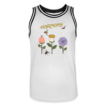 Harmony Flowers - Men's Basketball Jersey - white/black - Front - AI Model Male 185 dark (185cm)