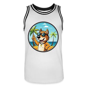 Auvergne Vorstehhund Rasse Cartoon Sonnenbrille Strand - Männer Basketball-Trikot - Weiß/Schwarz - Vorne - AI Model Male 185 dark (185cm)