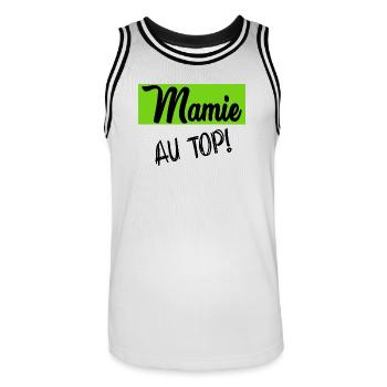 GRANNY. MOTHER'S DAY. HAPPY GRANNY'S DAY. I LOVE YOU - Men's Basketball Jersey - white/black - Front - AI Model Male 185 dark (185cm)