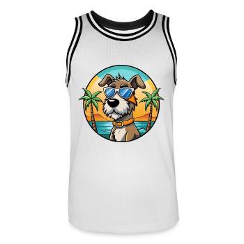 Istrischer Drahthaarhund Hunderasse Cartoon Beach - Männer Basketball-Trikot - Weiß/Schwarz - Vorne - AI Model Male 185 dark (185cm)