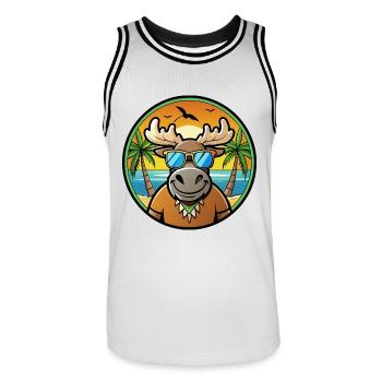 Elch Lustige Cartoon Sommer Strand Sonnenbrille Cool - Männer Basketball-Trikot - Weiß/Schwarz - Vorne - AI Model Male 185 dark (185cm)