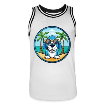 Lunettes de soleil de dessin animé Blue Gascony Basset Dog Breed - Maillot de basket Homme - blanc/noir - Devant - AI Model Male 185 dark (185cm)
