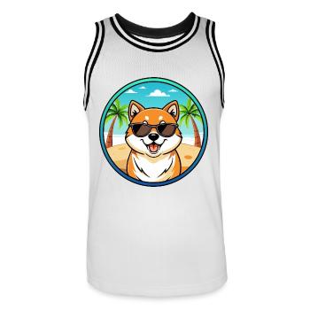 Shih Poo Hunderasse Cartoon Sonnenbrille Strand - Männer Basketball-Trikot - Weiß/Schwarz - Vorne - AI Model Male 185 dark (185cm)